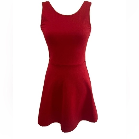 Divided H&M dress size XS red fit and flare sleeveless cutout back - Picture 3 of 8